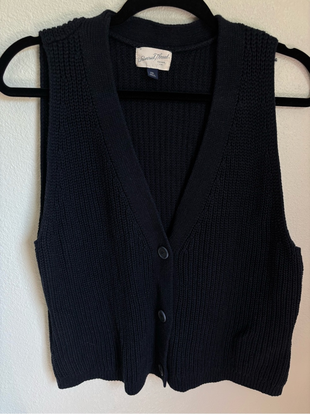 Universal Thread Women’s Navy Blue Knit Button-Front Sweater Vest
